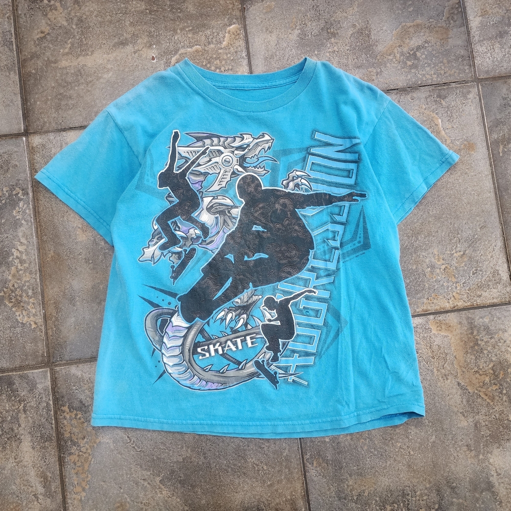 Vintage Y2K FSD Boy's Large 17.5x20 Agression Skater Dragon Streetwear T Shirt